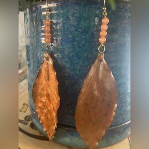 Elegant Brown Magnolia Leaf Earrings